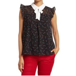 CeCe Ruffle Sleeve Tie-Neck Blouse – Size Large (EUC) ✨